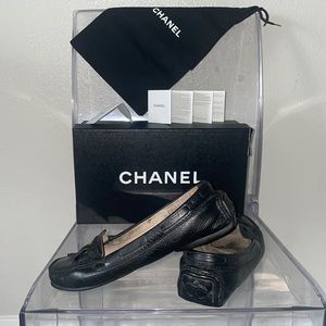 Chanel moccasins serial#G26599 size 371/2, used.